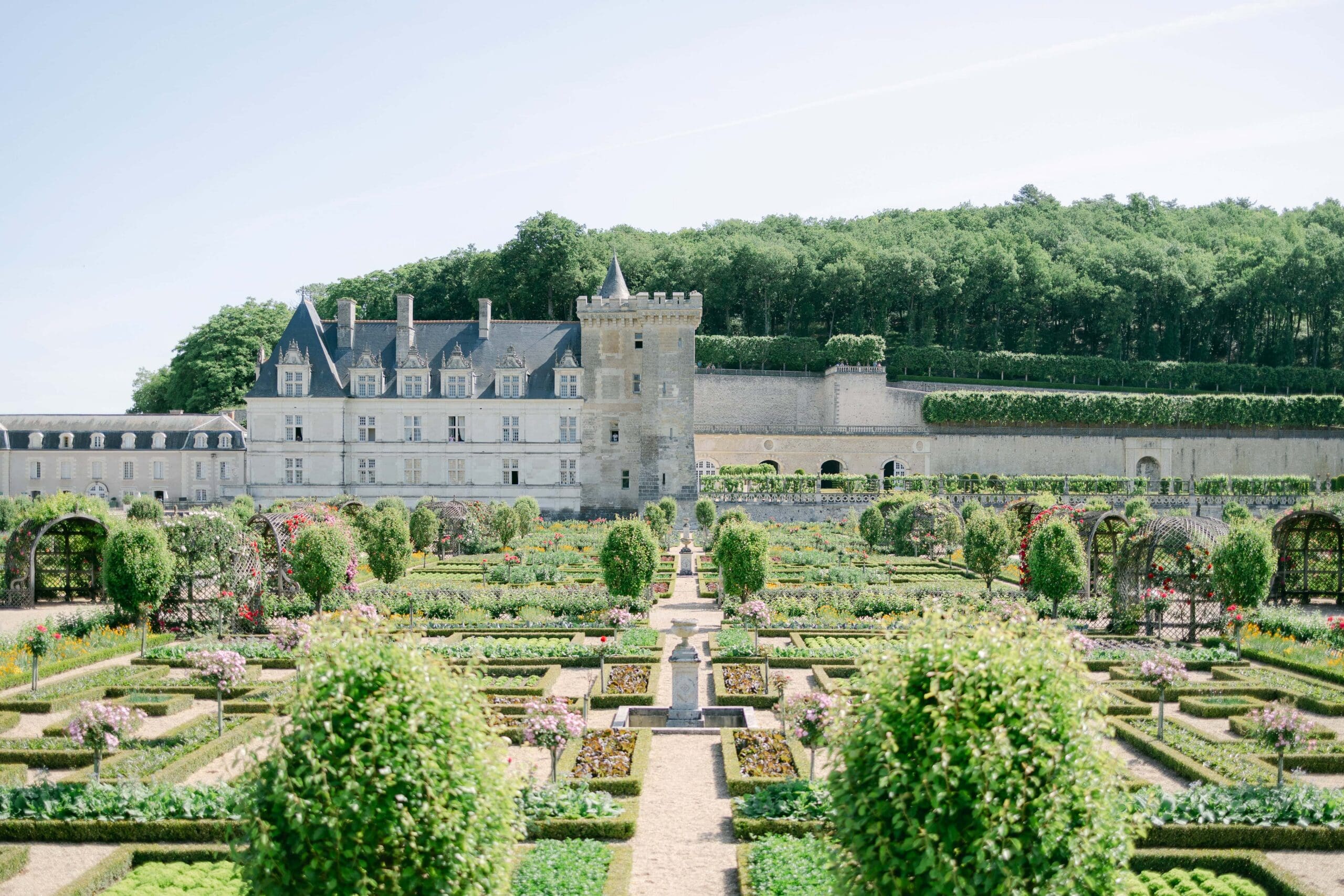 Image of wedding venue in the South of France with a blue sky above and gardens in the yard.